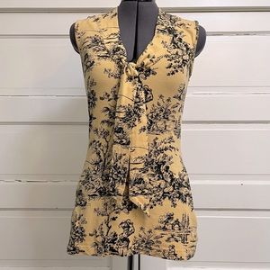 ModCloth Effie’s Heart creamy yellow toile print sleeveless top - Med